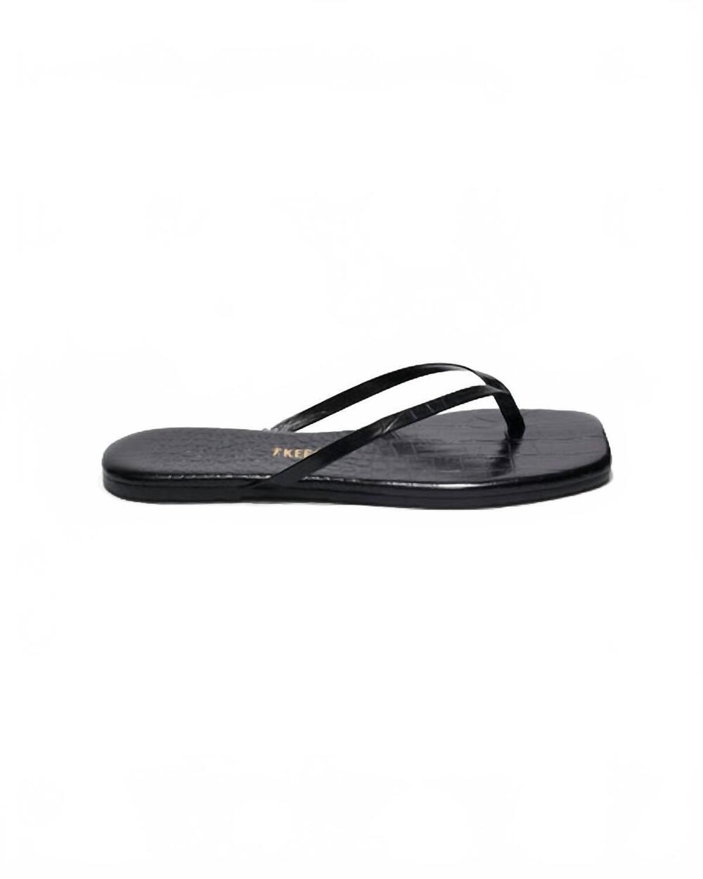 NEW TKEES women's square toe lily croc flip-flops in sable